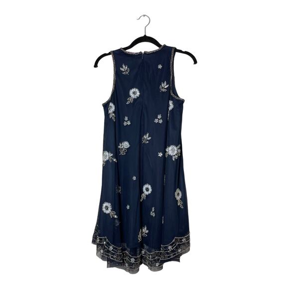 Altar'd State Corinna Navy Blue Mini Dress Beaded Sequin Tulle Small Sleeveless - Picture 3 of 8